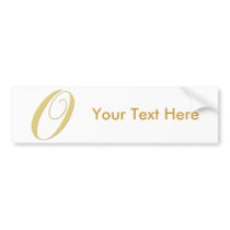 Monogram Letter O Golden Single Bumper Sticker