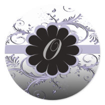 Monogram Letter O Violet Round Sticker