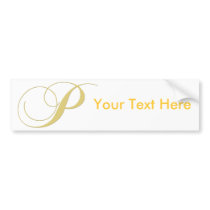 Monogram Letter P Golden Single Bumper Sticker
