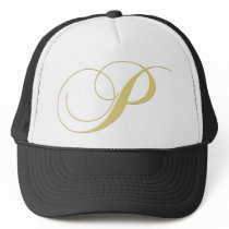 Monogram Letter P Golden Single Mesh Hat