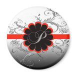 Monogram Letter P Red Refrigerator Magnet