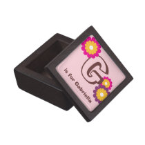 Monogram letter pink purple mod flower trinket box premium gift boxes