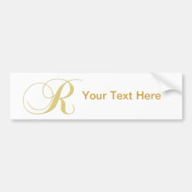 Monogram Letter R Golden Single Bumper Sticker