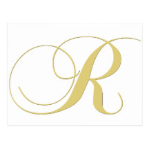 Monogram Letter R Golden Single Post Card