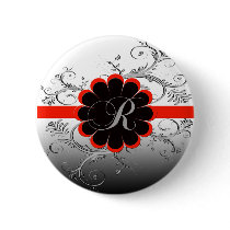 Monogram Letter R Red Button