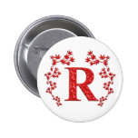 Monogram Letter R Red Leaves Buttons
