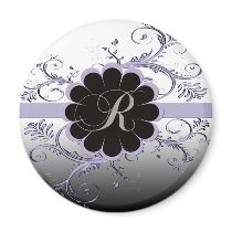 Monogram Letter R Violet Refrigerator Magnet