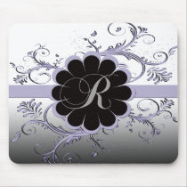 Monogram Letter R Violet Mouse Pads