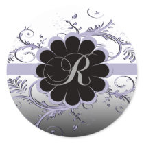 Monogram Letter R Violet Round Stickers