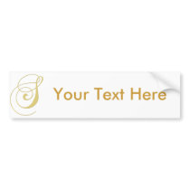 Monogram Letter S Golden Single Bumper Stickers