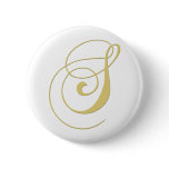 Monogram Letter S Golden Single Pinback Buttons
