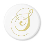 Monogram Letter S Golden Single Refrigerator Magnet