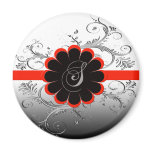Monogram Letter S Red Magnet
