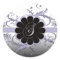 Monogram Letter S Violet Round Stickers