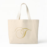 Monogram Letter T Golden Single Canvas Bag