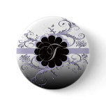 Monogram Letter T Violet Pinback Buttons