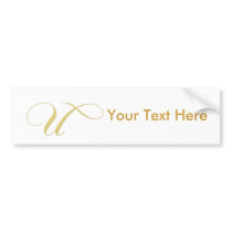 Monogram Letter U Golden Single Bumper Stickers