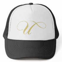 Monogram Letter U Golden Single Trucker Hats