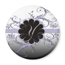 Monogram Letter V Violet Fridge Magnets