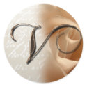 Monogram Letter V Wedding Envelope Seal stickers