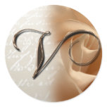 Monogram Letter V Wedding Envelope Seal stickers