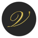 Monogram Letter V Wedding Envelope Seal stickers