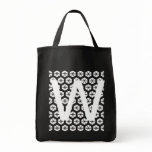 Monogram Letter W Black and White Design Totebag