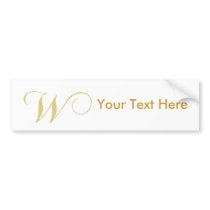 Monogram Letter W Golden Single Bumper Sticker