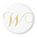 Monogram Letter W Golden Single Refrigerator Magnet