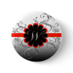 Monogram Letter W Red Pinback Button