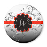 Monogram Letter W Red Magnet