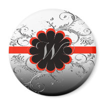 Monogram Letter W Red Magnet
