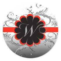 Monogram Letter W Red Sticker