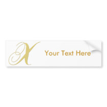 Monogram Letter X Golden Single Bumper Stickers