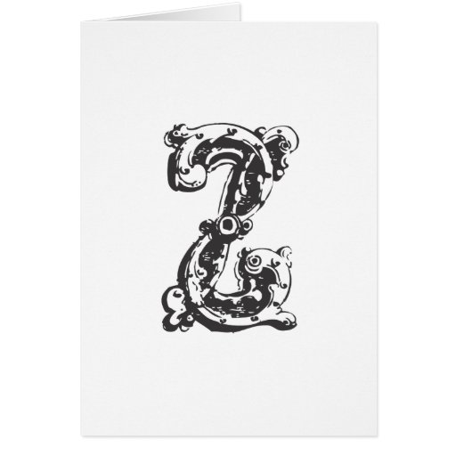 Monogram Letter Z in Black Cards