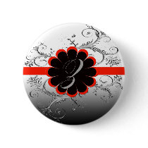 Monogram Letter Z Red Pinback Button