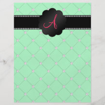 Monogram Light Green diamonds Flyer Design