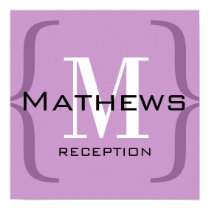 Monogram Lilac White Wedding Reception Sign posters