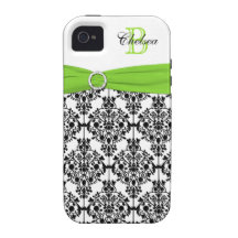 Monogram Lime Black White Damask iPhone 4 Vibe iPhone 4 Covers