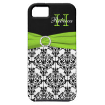Monogram Lime Black White Damask iPhone 5 Vibe iPhone 5 Cover