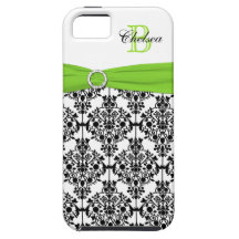 Monogram Lime Black White Damask iPhone 5 Vibe iPhone 5 Covers