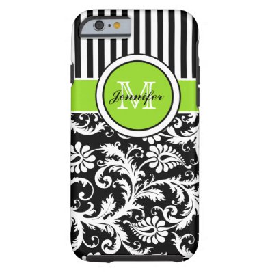 Monogram Lime Black White Striped Damask iPhone 6 Tough iPhone 6 Case