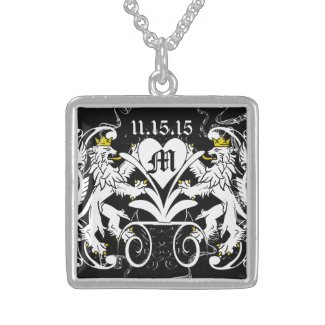 Monogram Lion Rampant Wedding Necklace necklace