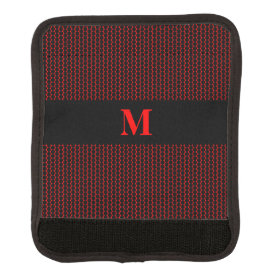 Monogram Little Black Dots on Red Luggage Handle Wrap