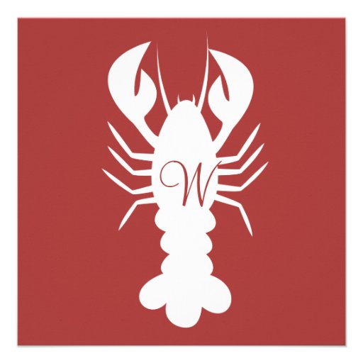 Monogram Lobster Invitations