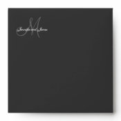 Monogram Logo Black Wedding Invitation Envelope envelope