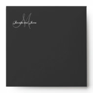 Monogram Logo Black Wedding Invitation Envelope envelope
