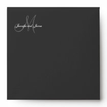 Monogram Logo Black Wedding Invitation Envelope