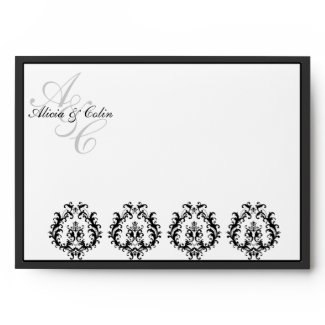 Monogram Logo Black Wedding Invitation Envelope envelope
