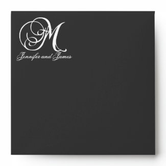 Monogram Logo Black Wedding Invitation Envelope envelope